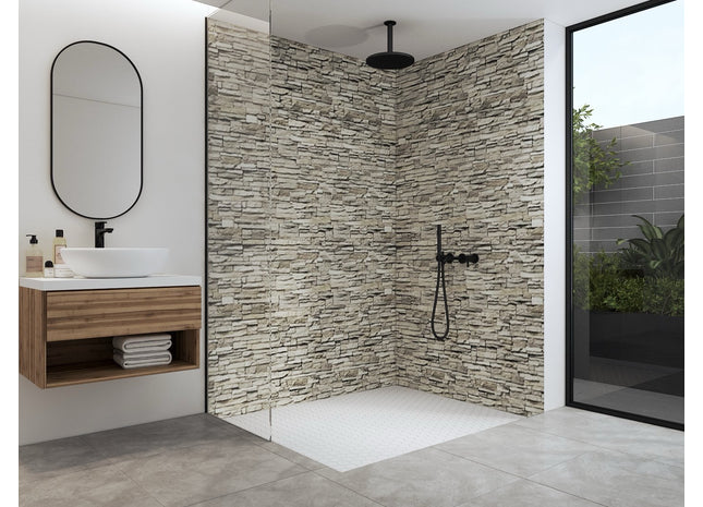 Duschrückwand Aluverbundplatte 3mm Sandstein grau