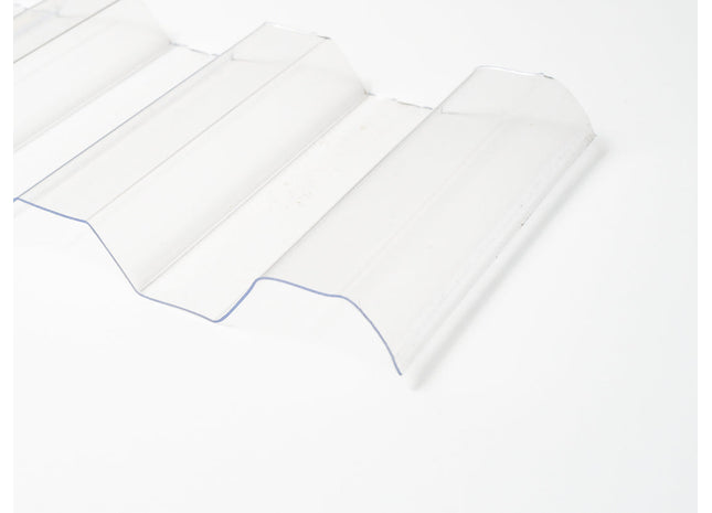 Musterstück - Wellplatte aus Polycarbonat mit Trapezbiegung 76/18 klar 0,8 mm