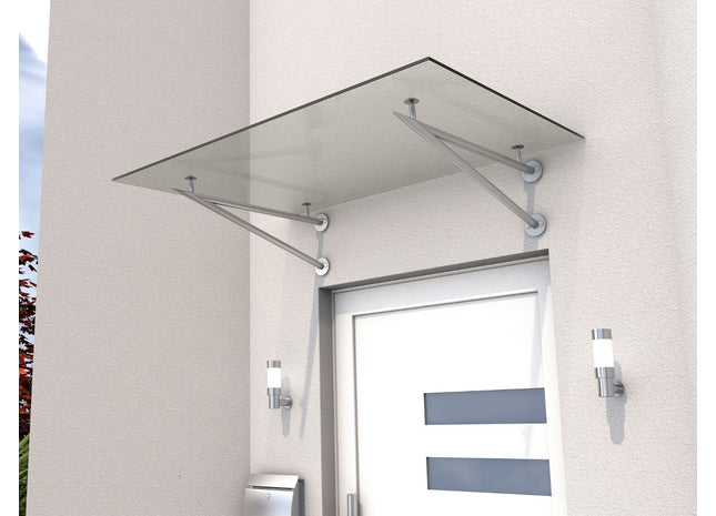 Edelstahlvordach Madrid klar 140 cm