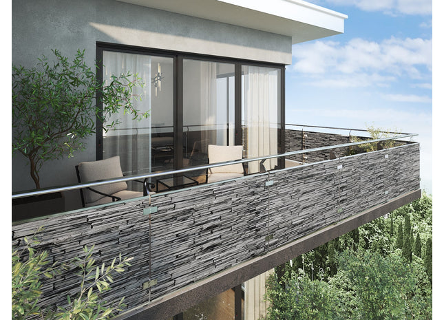 Aluverbundplatte Balkon 6mm Bruchstein Grau