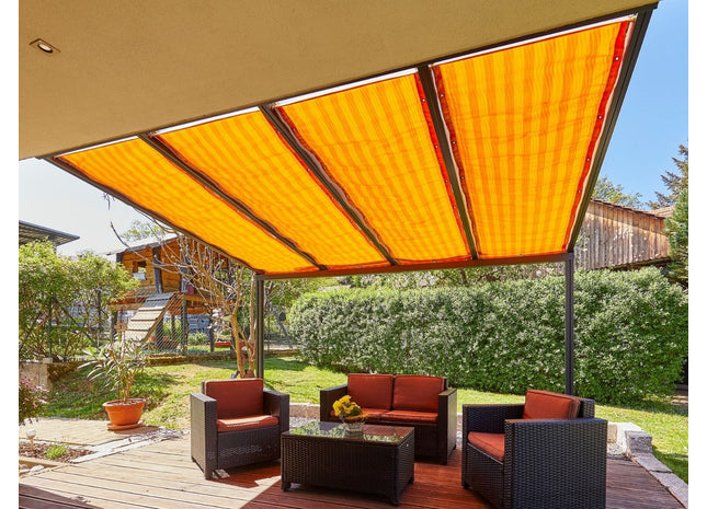 Seilspannmarkise goldener Stoff